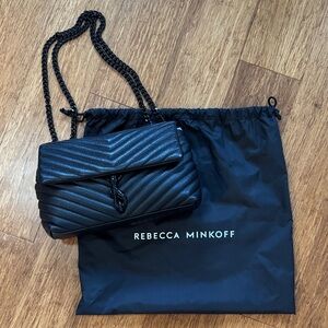 Rebecca Minkoff Edie Flap Black Chevron Shoulder Bag